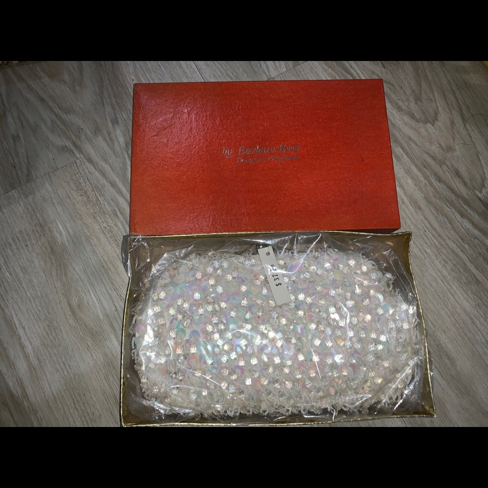 Vintage iridescent hand beaded purse